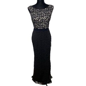 XSCAPE Long Laser Cut Middle Illusion Gown